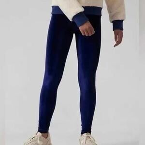 Athleta Girl Blue Velvet Legging Tight High Rise Chit Chat Girls Size XL 14 NWT